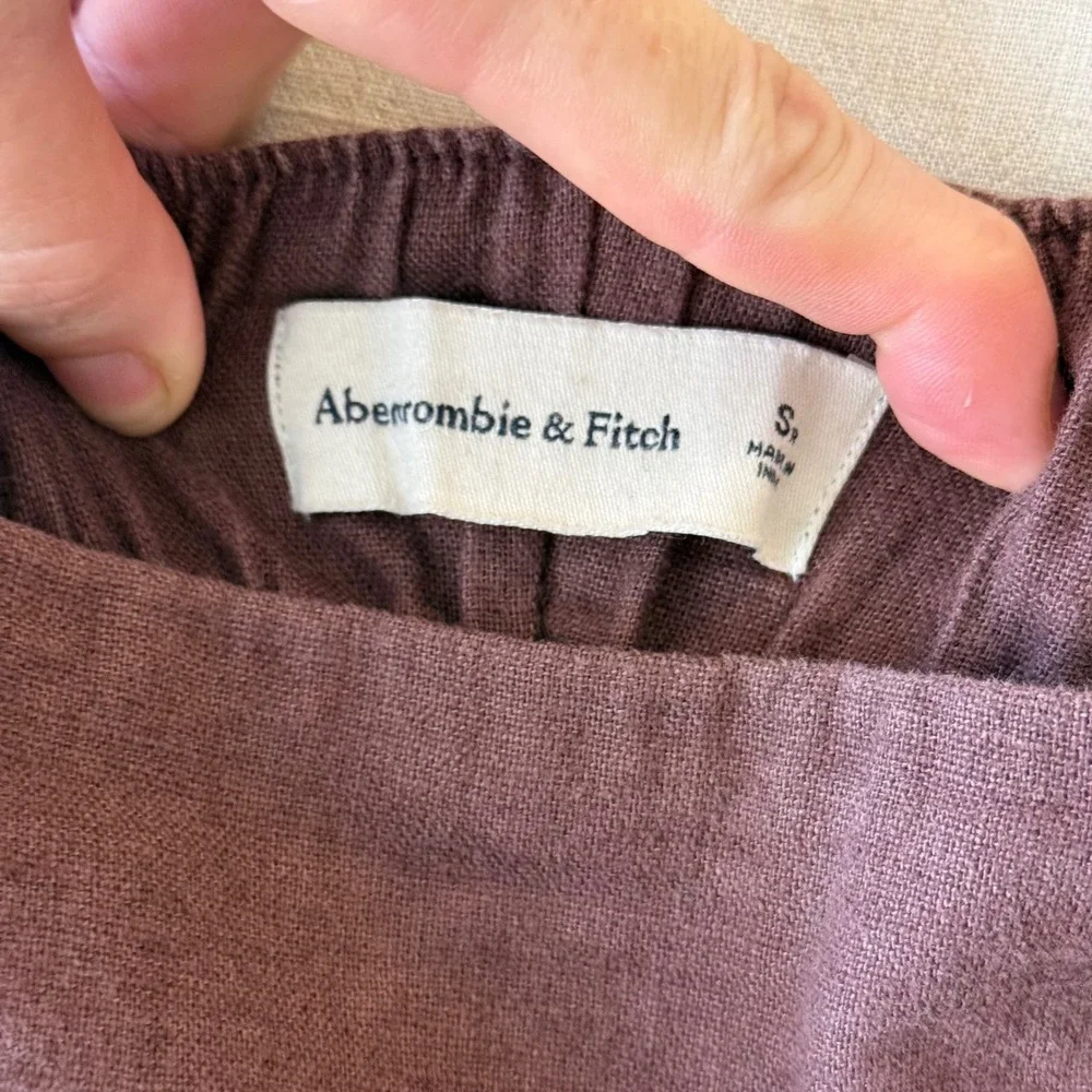 Abercrombie & Fitch Linen Blend Pleated Wide Leg Pants Womens Small Brown